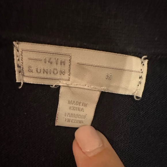 14th & Union Open Front Cardigan Navy Blue Cotton Blend Size Medium - Picture 3 of 8